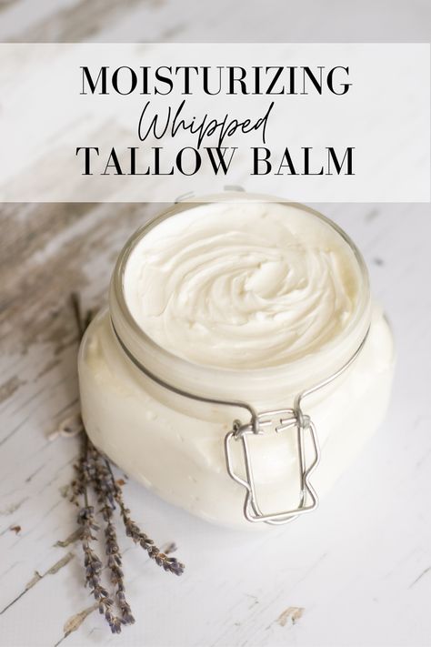 creamy whipped tallow balm in jar with dried lavender Tallow Lotion, Tallow Recipe, Whipped Tallow Balm, Essential Oil Combos, Whipped Tallow, Tallow Balm, Balm Recipe, Diy Body Butter, Lotion Recipe