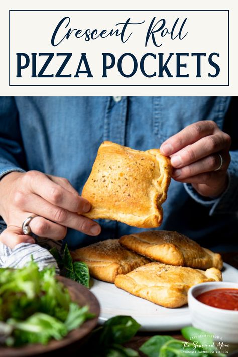 Pizza Pockets Homemade, Crescent Dough Sheet Recipes, Cresant Rolls, Pepperoni Calzone, Pizza Pockets Recipe, Homemade Calzone, Homemade Pizza Pockets, Homemade Hot Pockets, Crescent Dough Sheet