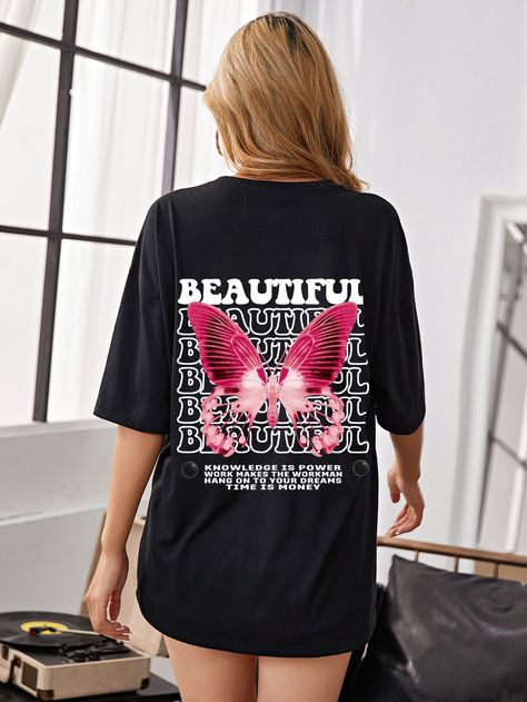 Butterfly Tshirt Design, Oversized Shirt Aesthetic, Tupac Shirt, Stylish Hoodies, Tee Shirt Designs, Women T Shirts, Shirt Mockup, Oversized Tee, Style Moderne