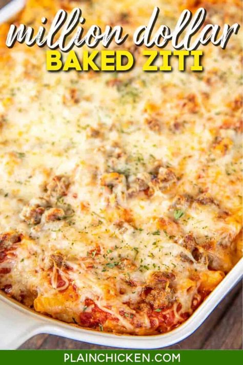 Million Dollar Baked Ziti Recipe - Plain Chicken Baked Ziti With Ground Beef And Cottage Cheese, Baked Ziti With Cottage Cheese Easy, Pasta With Cottage Cheese Easy Recipes, Pasta Casseroles For A Crowd, Baked Pasta With Cream Cheese, Baked Penne With Italian Sausage, Pasta Recipes With Cottage Cheese, Baked Pasta With Cottage Cheese, Pasta Bake With Cottage Cheese