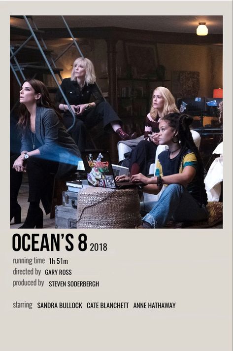 Oceans 8 Polaroid Poster, Oceans Eight Poster, Oceans 8 Movie Poster, Oceans 8 Poster, Anne Hathaway Films, Ocean 8 Movie, Debbie Ocean, Oceans Eight, Polaroid Movie Poster