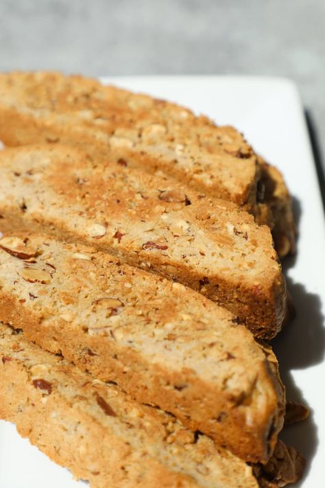 1. Heat the oven to 375℉ and set a rack to the center position. Line a baking sheet with parchment paper. 2. On another baking sheet, scatter the almonds and bake until fragrant and lightly browned, about 12 minutes. Let cool to room temperature, then transfer to a food processor and coarsely ... Mandel Bread, Jewish Foods, Jewish Cuisine, Hanukkah Food, Almond Nut, Cookies Pastry, Baked Cookies, Twice Baked, Jewish Recipes