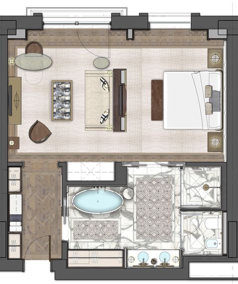 The St. Regis Astana Deluxe Room 68sqm Hotel Room Design Bedrooms, Hotel Suite Floor Plan, Luxury Bedroom Design Master Suite, Master Suite Floor Plan, Suite Room Hotel, Hotel Room Plan, Hotel Room Design Plan, Hotel Bedroom Design, Hotel Floor Plan