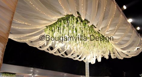 Bougainvilla Design, Cocktail Reception Decor, Wedding Ceiling Decorations, Wedding Ceiling, Wedding Hall Decorations, Wedding Background Decoration, Wedding Entrance Decor, Lights Wedding Decor, Dream Wedding Decorations