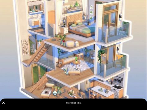 Sims 4 Loft, Sims 4 Houses Layout, Sims Freeplay Houses, Sims 4 House Plans, Sims 4 House Building, House Floor Design, Sims 4 House Design, Casas The Sims 4, Sims Building