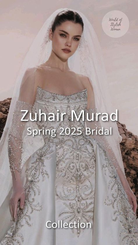 Spring 2025 Bridal couture collection by Zuhair Murad. Wedding Dresses Zuhair Murad, Zuhair Murad Bridal, Zuhair Murad Dresses, Zuhair Murad Haute Couture, Wedding Gown Brand, Fashion Gowns, Dream Wedding Ideas Dresses, Romantic Drama, Couture Wedding