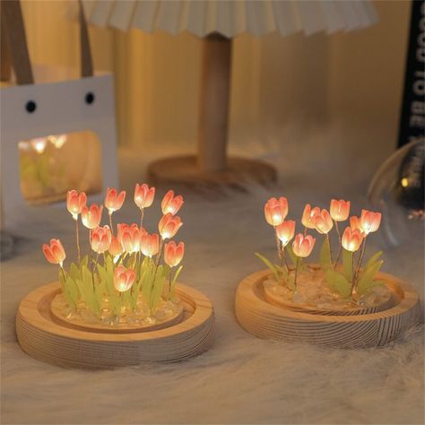 Led Flower, Deco Studio, Globe Lamps, Flower Lamp, Making Glass, Light Crafts, Lighted Ornaments, Tulip Design, Diy Set