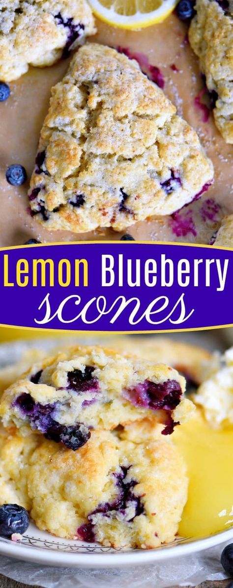 This Lemon Blueberry Scones recipe is a delightful addition to any breakfast or brunch! Fresh blueberries and loads of lemon zest add an irresistible freshness to these easy to make scones. Serve with lemon curd and cream for an afternoon tea experience everyone will love! // Mom On Timeout #brunch #breakfast #tea #blueberries #blueberry #lemon #scones #scone #recipe #recipes Lemon Blueberry Scones Recipe, Scones Blueberry, Lemon Blueberry Scones, Chip Dips, Blueberry Scone, Best Scone Recipe, Blueberry Scones Recipe, Scone Recipes, Mom On Timeout