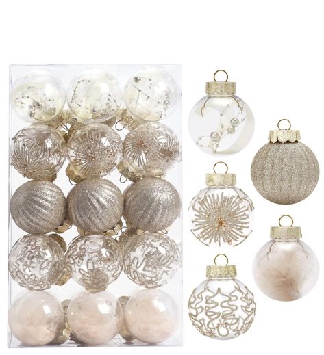 60MM/2.36" Christmas Ball Ornaments, 30PCS Shatterproof Decorative Hanging Ball Ornament with Stuffed Delicate Decorations, Xmas Tree Balls for... Champagne Christmas Tree, Large Christmas Ornaments, Xmas Baubles, Christmas Ball Ornaments, Elegant Christmas Trees, Buy Christmas Tree, Christmas Decorations Wreaths, Classy Christmas, White Christmas Decor