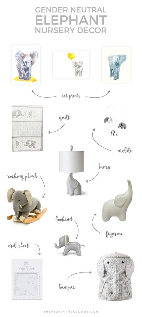 Neutral Elephant Nursery, Elephant Nursery Girl, Baby Elephant Nursery, Elephant Themed Nursery, Elephant Nursery Decor, Girl Nursery Themes, Baby Room Themes, Baby Nursery Neutral