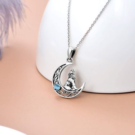 Wolf Pendant Necklace, Celtic Moon, Moon Wolf, Wolf Pendant, Prada Milano, Wolves Pendants, Wolf Necklace, Wolf Jewelry, Silver Wolf