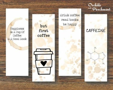 Bookmark Ideas Handmade, Bookmarks Coffee, Card Bookmark, Tag Cards, Bookmark Design, Handmade Bookmarks Diy, Bookmark Designs, Diy Bookmark, Penanda Buku