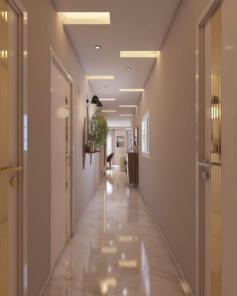 Long Lobby Interior Design, Long Passage Ceiling Design, False Ceiling Corridor, False Ceiling For Corridor, False Ceiling Design For Corridor, Lobby Design Ceiling, Passage Ceiling Design Modern Home, Ceiling Design For Corridor, False Ceiling For Lobby