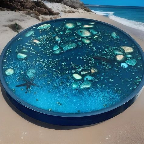 #resinartwork #handmadewithlove #sidetable #beachscene #resintable #faceithomedecor Pool Side Table, Tea Plants, Coffee Table Plants, Resin Beach, Beer Storage, Table Handmade, Jewelry By Material, Pool Side, Blue Table