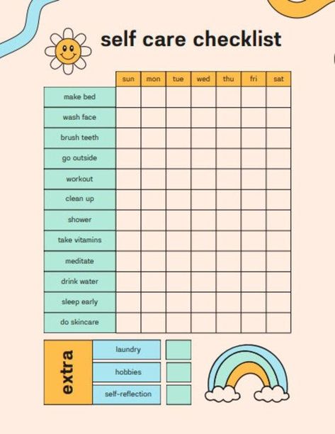 Herbal Medicine Garden Teen Self Care, Medicine Garden, Build Habits, Self Care Checklist, Habit Tracker Printable, Sticker Chart, Sleep Early, Notebook Ideas, Todo List