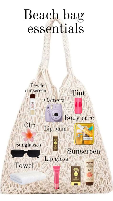 Powder Sunscreen, Beach Bag Essentials, Travel Bag Essentials, Beauty Routine Tips, Bag Essentials, Summer Aesthetic, Beauty Routines, Beach Bag, Lip Balm