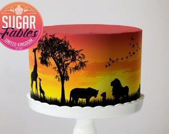 Sunset Cake, Zoe Cake, Giraffe Cake Topper, Africa Cake, Man Cakes, Africa Sunset, Giraffe Cake, Safari Sunset, Safari Cake