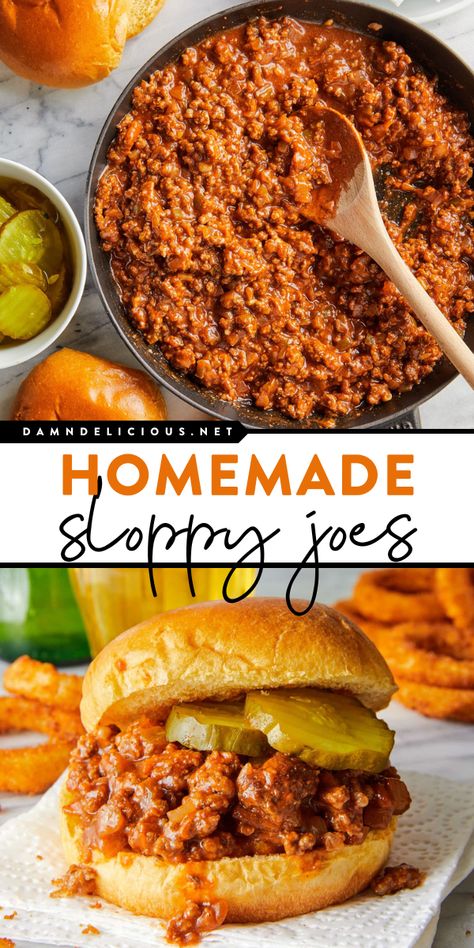 Have a bite of this easy lunch idea! This simple ground beef sandwich is also great as an easy family dinner. With a from-scratch sauce, this is the BEST sloppy joe recipe! Nothing beats homemade! Homemade Sloppy Joe Recipe, Sloppy Joe Recipe, Sloppy Joe Sauce, Homemade Sloppy Joes, Joe Recipe, Sloppy Joes Recipe, Dinner With Ground Beef, Sloppy Joe, Hamburger Buns