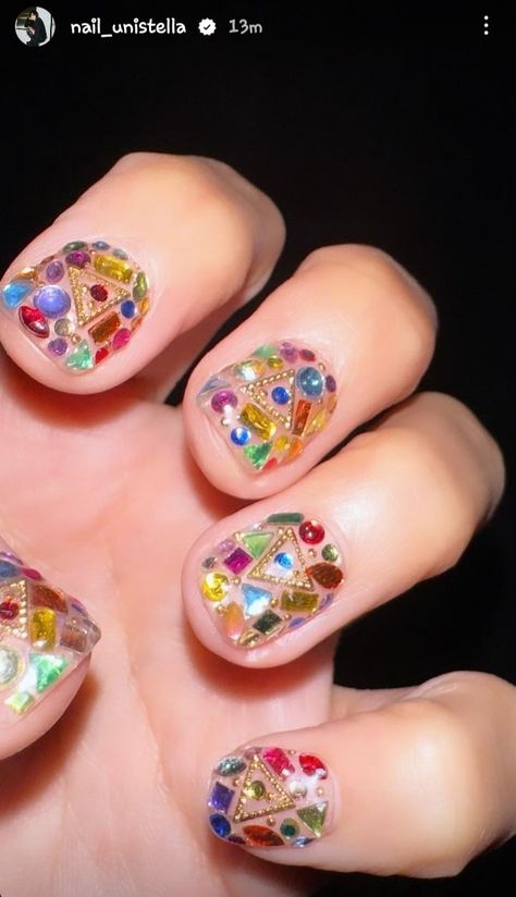 Nail Art With Gems, Michelle Nails, Chunky Glitter Nails, Funky Nail Art, Nail Jewels, Nail Ring, I Love Nails, Nail Shop, Funky Nails