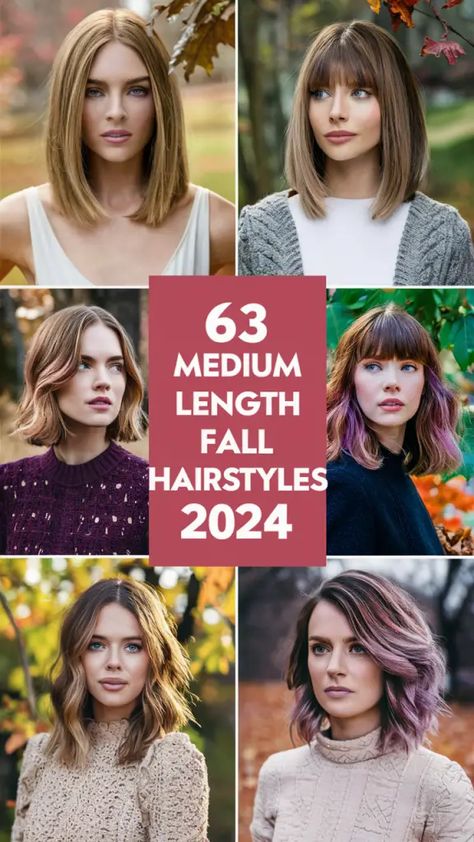 63 Medium Length Fall Hairstyles 2024: Trendy Looks for Women with Straight, Wavy, and Natural Hair Korean Layered Hair, Women Medium Haircut, Tips For Thick Hair, Bold Highlights, Hairstyles For Fall, Straight Lobs, Hair Korean, Curly Lob, Fall Hairstyles