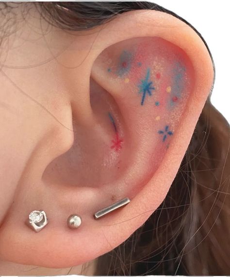 Ear Tattoos, Ear Tattoo, Cute Tattoos, Collage, Tattoos, Pins, Color