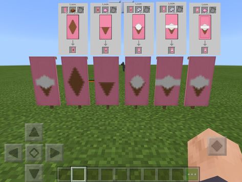 How to make an ice cream banner Minecraft Ice Cream, Ice Cream Banner, Minecraft Decoration, Food Vendor, Minecraft Banner, Minecraft Blocks, Minecraft Banner Designs, Minecraft Banners, Minecraft Funny