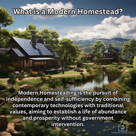 Our definition 🏡 What is your definition of a modern homestead? #modernhomestead #homestead #offgrid #offgridliving #ai Vision Board Homestead, Mountain Homestead Aesthetic, Black Homesteaders, Homestead Layout 5 Acres, Modern Homestead Aesthetic, 1 Acre Landscaping Ideas, Aesthetic Homestead, California Homestead, Wyoming Homestead