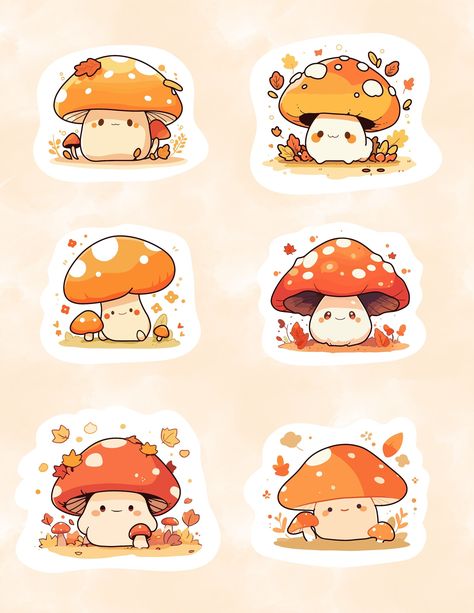 Fall Mushroom Digital Stickers. Cute Autumn Digital Decals. Perfect for fall cards, scrapbooking, and more! #fall #mushrooms #autumn . #Cute_Stickers_Printable_Design #Funghi_Aesthetic #Mushroom_Stickers_Printable #Mushroom_Illustration_Cute Mushroom Stickers Printable, Mushroom Illustration Cute, Fall Mushrooms, Mushroom Stickers, Printable Sticker Sheets, Funny Emoticons, Cute Mushroom, Cute Autumn, Stickers Kawaii