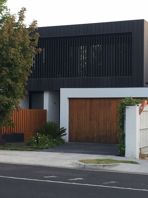 Black And Wood House Exterior, Modern Facade, House Cladding, Contemporary House Exterior, Duplex Design, Two Storey House, Modern House Facades, Exterior Cladding, Container House Design