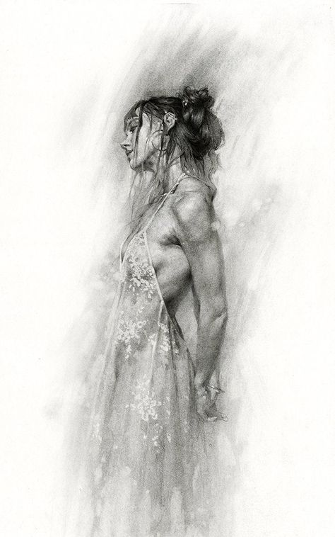 DRAWINGS Jeremy Mann Black and white sketch of a woman in a floral dress, looking to the side with loose hair, showcasing artistic elegance. | Sky Rye Design Charcoal Art Body Figure Drawing, Jeremy Mann Drawing, Jeremy Mann Paintings, Antomany Reference Drawing, Jeremy Mann Art, Female Figure Reference, Man Drawing Reference, Figurative Art Woman, Human Figure Artists