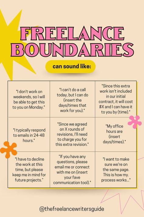 Boundaries At Work Sound Like, Freelance Tips & Advice, What Is Freelancing, Graphic Design Freelance Tips, Boundaries Sound Like, Freelance Writer Aesthetic, Freelance Quotes, Freelancer Quotes, Freelance Consultant