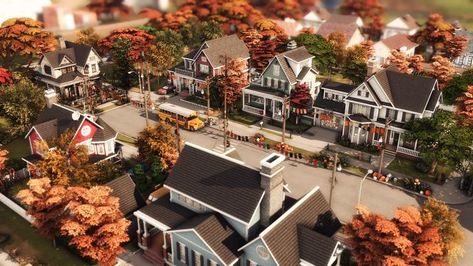 Sims 4 Houses Layout, Lotes The Sims 4, Halloween Street, The Sims 4 Lots, Sims 4 Speed Build, Sims 4 House Plans, Sims 4 House Building, Suburban House, House Floor Design