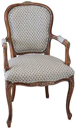 French Armchair, Antique French Chairs, Fabric Dining Room Chairs, French Arm Chair, Reupholster Chair, Matching Furniture, Upholstered Armchair, French Chairs, French Home Decor