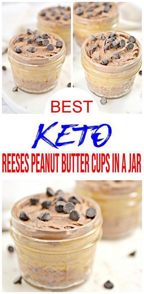 Keto Peanut Butter Cups, Reeses Candy, Keto Pudding, Jar Desserts, Chocolate Peanutbutter, Mason Jar Desserts, Keto Peanut Butter, Sugar Free Pudding, Low Carb Peanut Butter