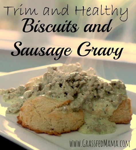 Trim and Healthy Biscuits & Sausage Gravy (S) Trim Healthy Mama Breakfast, Biscuits And Sausage Gravy, Biscuits And Sausage, Healthy Biscuits, Thm Dinner, Sausage Gravy Recipe, Thm Breakfast, Trim Healthy Recipes, Trim Healthy Mama Plan