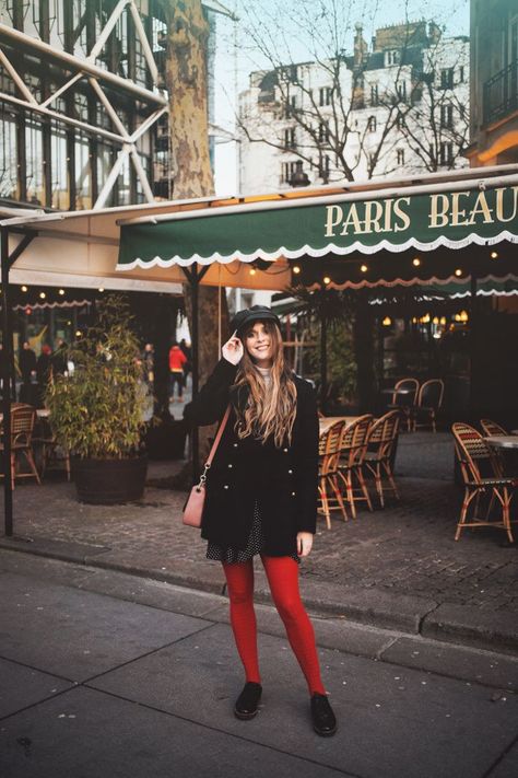 Red Socks, Red Socks Outfit, Colorful Tights Outfit, Red Tights Outfit, Red Pantyhose, Pantyhose Outfit, Colored Tights Outfit, Tights Outfits, Stockings Outfit