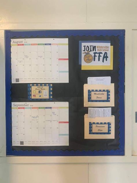 Bulletin Board Ideas Calendar, Ffa Chapter Meeting Activities, High School Agriculture Classroom Decorating Ideas, Agriculture Classroom Decor, Ag Teacher Bulletin Boards, Agriculture Teacher Classroom, Ag Classroom Decor, Ag Bulletin Boards, Ag Classroom Bulletin Boards