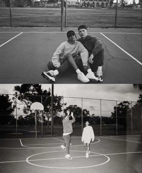 Basketball Court Couple Photoshoot, Basketball Court Engagement Photos, Np Photoshoot, Basketball Couple Pictures, Basketball Court Pictures, Basketball Engagement Photos, Basketball Court Photoshoot, Unique Couples Photoshoot, Basketball Couples