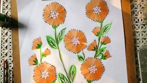 Pencil Shaving Crafts for Kids - Kids Art & Craft Waste Art, Pencil Crafts, Origami Tutorial Easy, Craft From Waste Material, Pencil Shavings, Diy Pencil, Egg Carton Crafts, Tile Crafts, Art N Craft