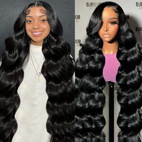 PRICES MAY VARY. 【13x6 HD Lace Front Wigs Human Hair Material】100% Unprocessed 10A Grade Brazilian Virgin Human Hair Lace Front Wig, Cut from Healthy Young Female Head Directly, Natural and Healthy Body Wave 13x6 Frontal Wigs Human Hair Advantages -- Ear to Ear Transparent Swiss Lace, Natural Hairline With Baby Hair Around, Simulated Scalp, Breathable&Durable, Lace Suitable for Most Skins, The Lace Area Is Large, Can Make Free Part, Middle Part Or Side Part, So You Can Do Many Hairstyles 13x6 HD Wigs For Black Women Middle Part, 5x5 Closure Wig Hairstyles, Jet Black Lace Front Wig, Side Part Body Wave Wig, Middle Part Curly Wig, Baddie Wigs, Cute Wigs, Wigs For Kids, Wig Inspiration