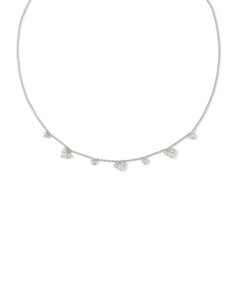 Haven Silver Heart Crystal Choker Necklace in White Crystal | Kendra Scott Kendra Scott Silver Jewelry, Kendra Scott Silver Necklace, Cape Cod Jewelry, Dune Jewelry, Nails Heart, Kendra Scott Silver, Heart Choker Necklace, Silver Choker Necklace, Crystal Choker Necklace