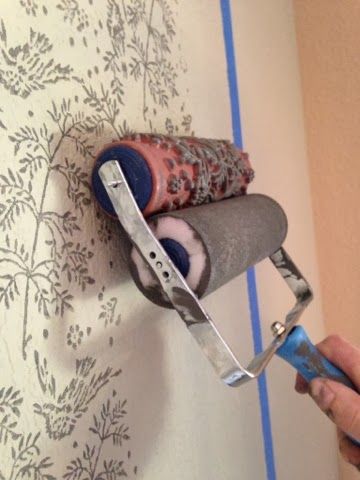 How To- Patterned Paint Roller, easier than a stencil, full wall pattern look!  TheRaggedwren.blogspot.com Wall Stencil Roller, Roller Stencil, Patterned Paint Rollers, Paint Rollers, Military Housing, Bedroom Redesign, Wall Pattern, Wall Accent, Wall Paint Designs