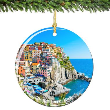 Cinque Terre Italy Christmas Ornament Porcelain Italian Christmas Traditions, Clean Photo, Christmas In Italy, Italy Pictures, Italian Christmas, Cinque Terre Italy, Quilted Ornaments, Porcelain Ornaments, Painted Ornaments