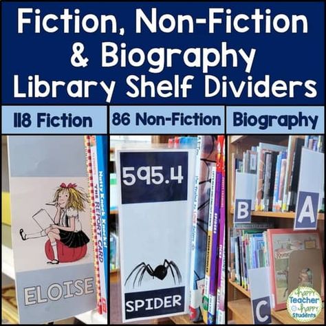 Library Dividers BUNDLE | Fiction, Nonfiction and Biography Library Shelf Labels Library Shelf Labels, Bookshelf Divider, Shelf Signs, Shelf Labels, Classroom Library Labels, Classroom Library Organization, Library Shelf, Library Labels, Elementary School Library