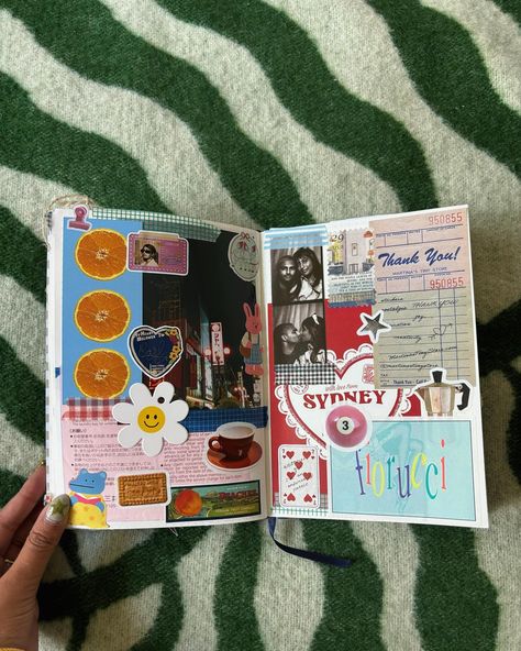 my recent journal spreads #junkjournal Journal Pictures To Print, Junk Journal Spread, Scrap Journal Ideas, Scrapbook Inspo, Memory Journal, Cool Journals, Summer Scrapbook, Journal Spreads, Art Journal Therapy