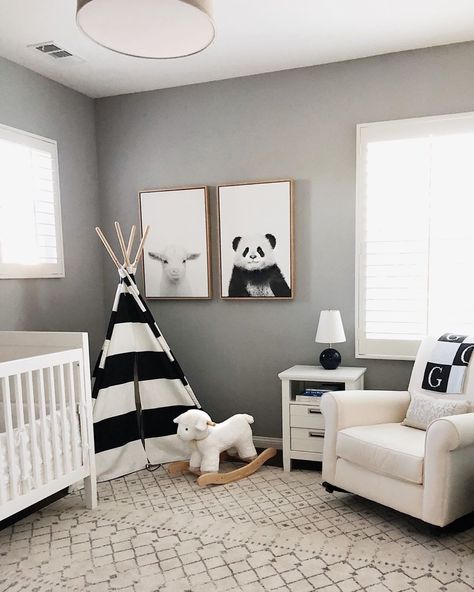 Black And White Nursery Boy, Baby Room Design Boy, Play Teepee, Black And White Nursery, Monogram Baby Blanket, Black Bedroom Furniture, Baby Boy Room Nursery, Teepee Kids, White Nursery