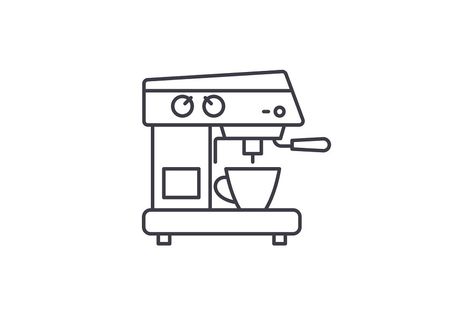 Coffee Machine Tattoo, Coffee Machine Sketch, Coffee Machine Illustration, Linear Illustration, Line Icon, Coffee Machine, Espresso Machine, Line Drawing, Peace Gesture