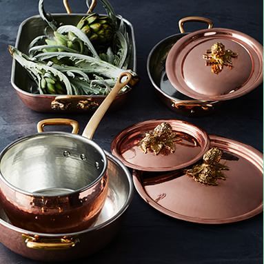 Cookware | Pots and Pans | Cooking Pans | Williams Sonoma Cooking Venison Steaks, Kitchen Design Styles, Copper Kitchen Decor, Italian Alps, Copper Pans, Copper Cookware, Kitchenware Store, Camping Coffee, Cooking Pan