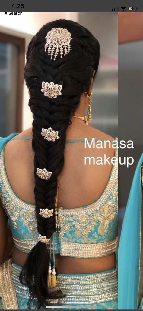 Hair Jewelry Indian, Jada Billalu, Jewelry For Braids, Diamond Hair Pins, Indian Hair Accessories, Hair Jewelry For Braids, Bridal Hair Decorations, Bridal Hairstyle Indian Wedding, Hair Style On Saree