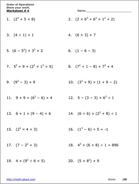 Practice the Order of Operations With These Free Math Worksheets: Additional Worksheets Bodmas Worksheets Grade 6, Bodmas Worksheets For Grade 5, Prealgebra Worksheets, Grade 8 Math Worksheets, Pemdas Worksheets, Grade 6 Math Worksheets, 8th Grade Math Worksheets, 7th Grade Math Worksheets, Pre Algebra Worksheets